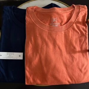 Crew Neck Tee Short Sleeve by ‘George’ Orange Navy Blue 3XL New 2ct